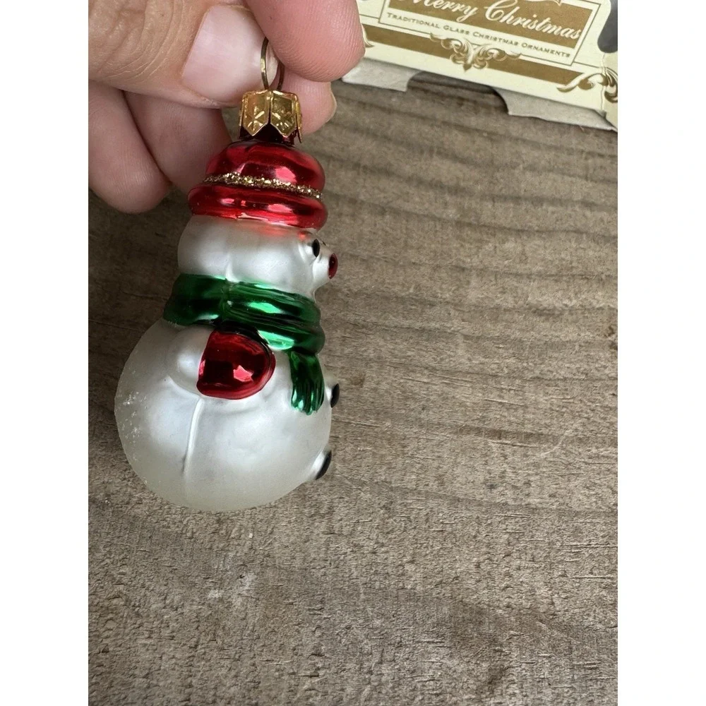 Vintage Snowman‎ Christmas Ornament Mouth-Blown & Hand-Painted Made In Poland
